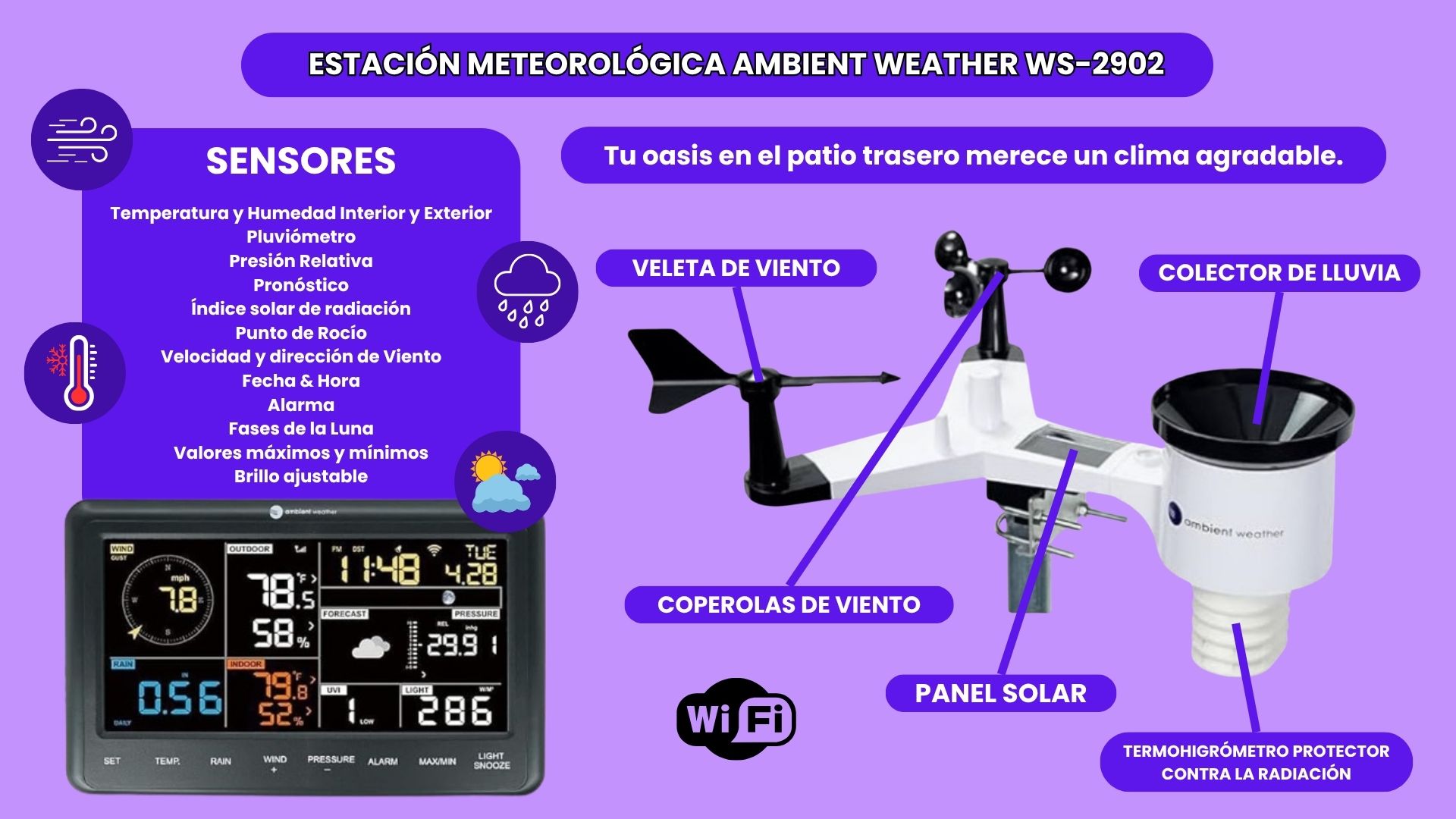Estación Meteorológica Ambient Weather WS-2902