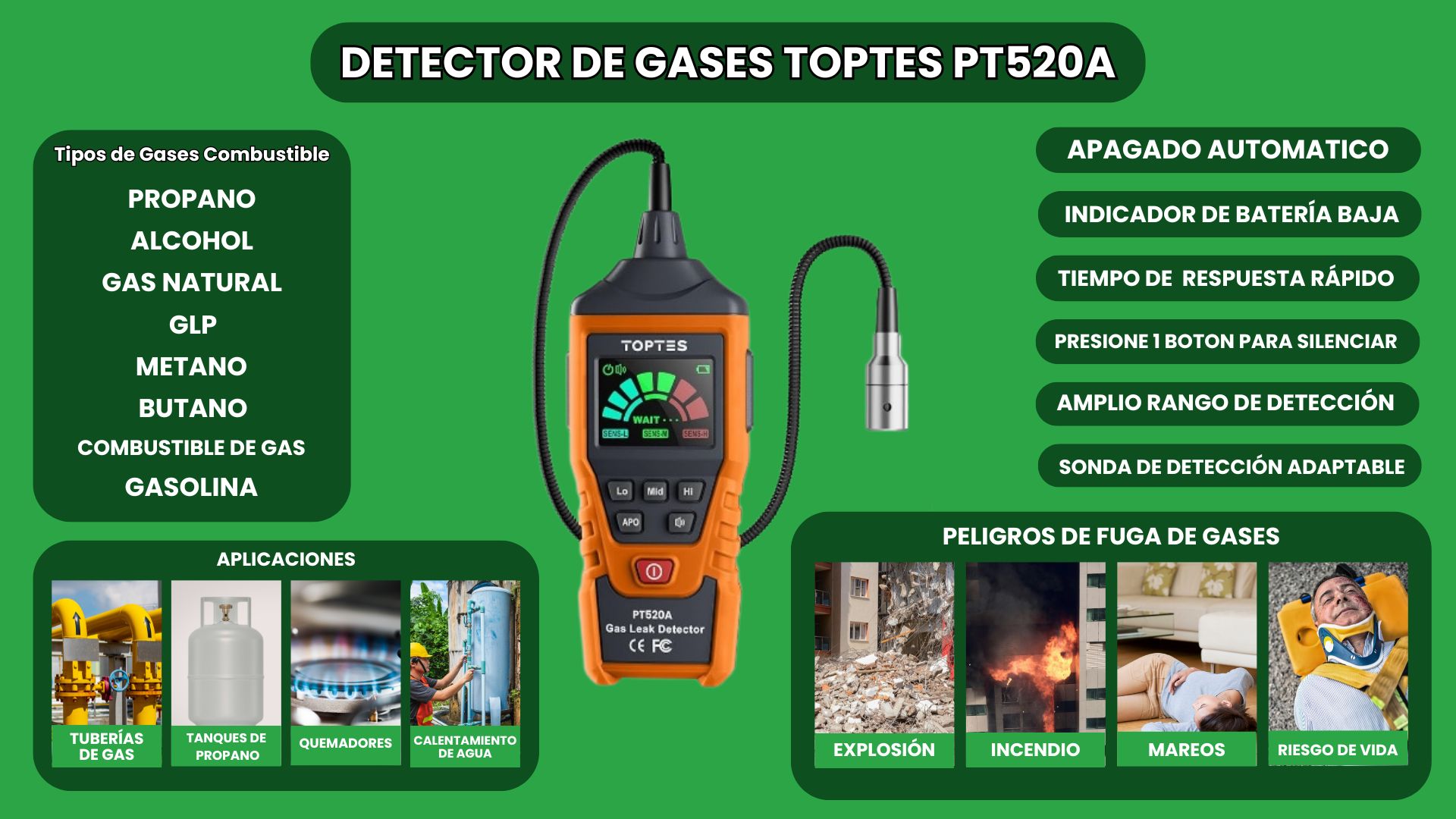 Detector de Gases TopTes PT520A