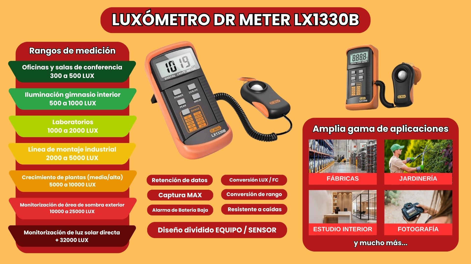 Luxómetro Digital portatil DR METER LX1330B