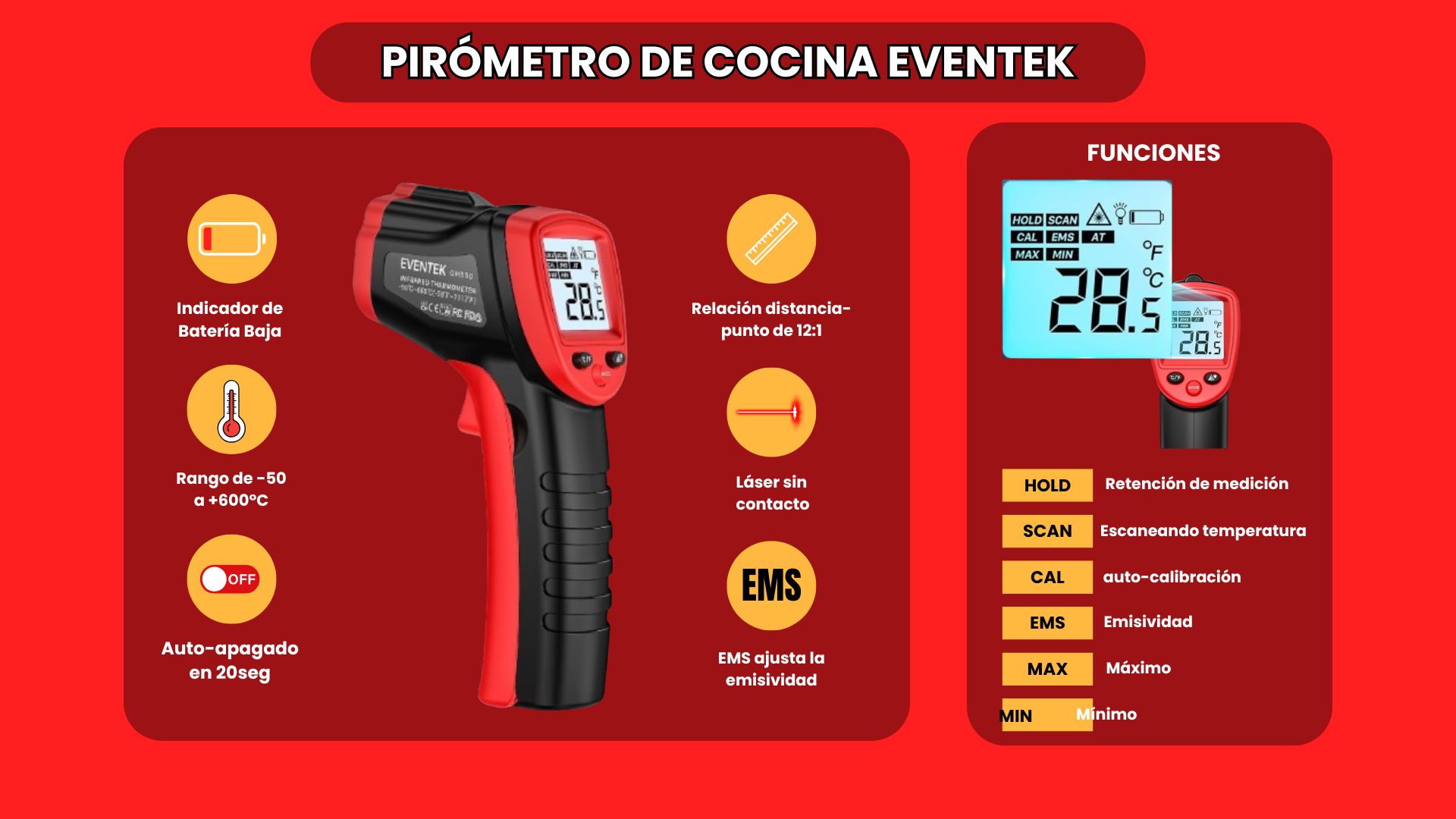 Pirometro de Cocina Eventek