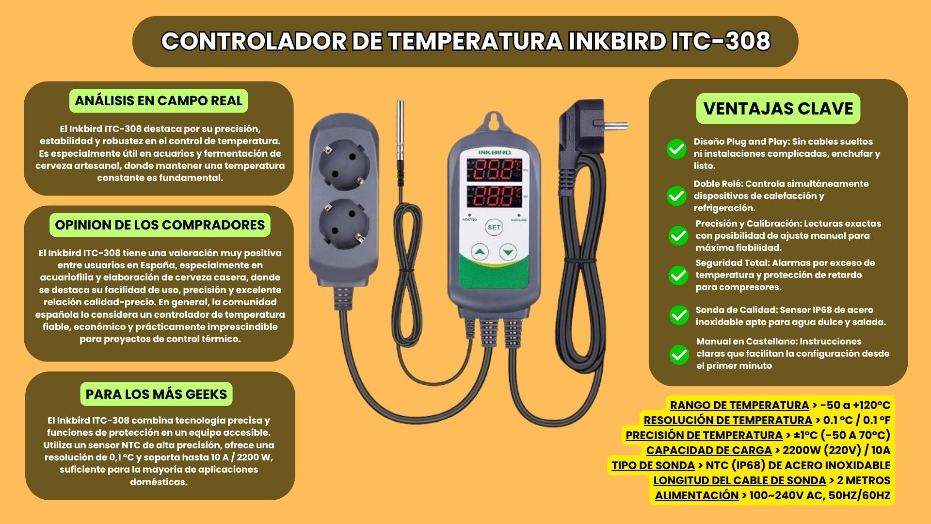 Controlador de temperatura Inkbird ITC-308